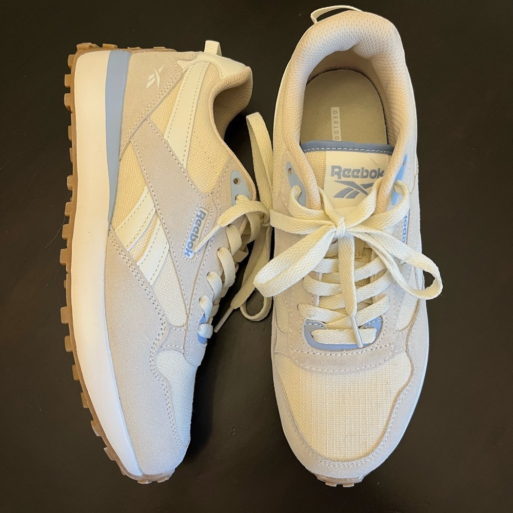 Reebok Cream and Light Blue Athletic Shoes